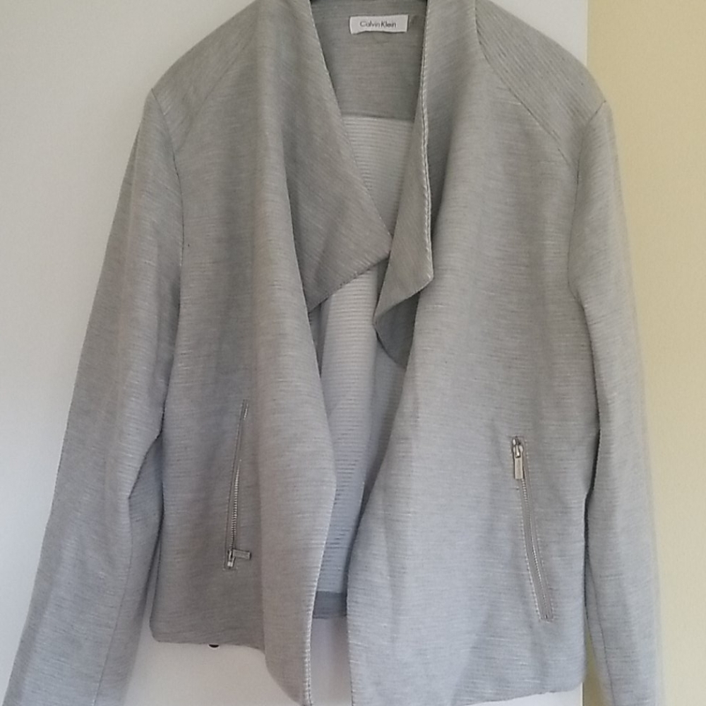 Calvin Klein Drapey Blazer Zip Pockets Plus EUC